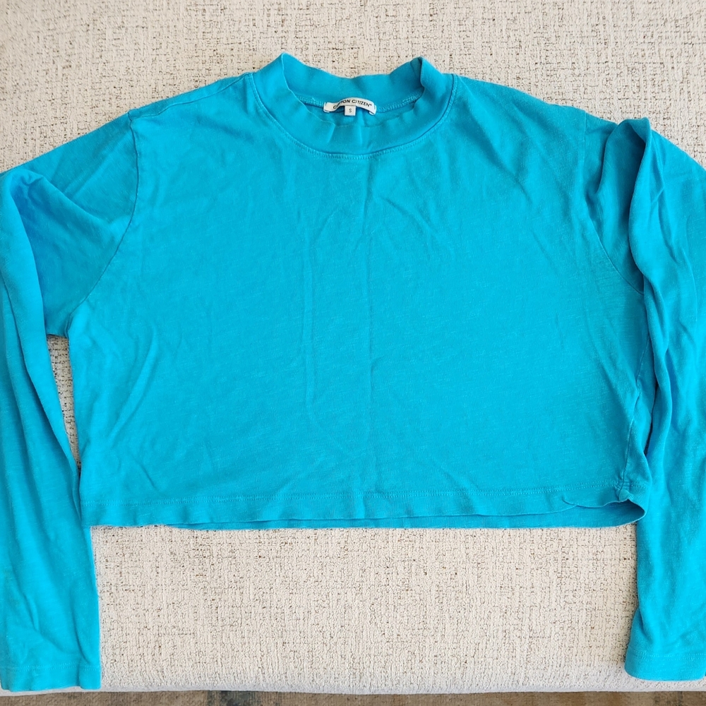 Cotton Citizen Blue Long Sleeve Tokyo Crop Top